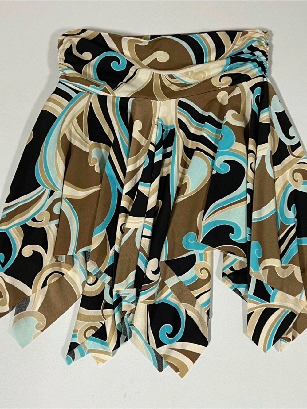 Luly K Brown Blue Swirl Abstract Print Y2K Mini Skirt Bottoms Size S 🩵🤎✨ #lulyk